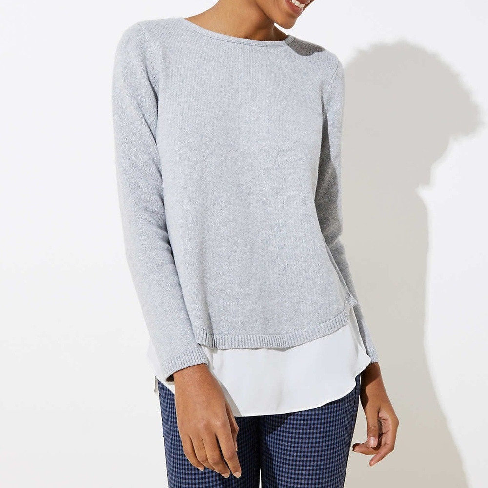 LOFT mixed media tie back sweater